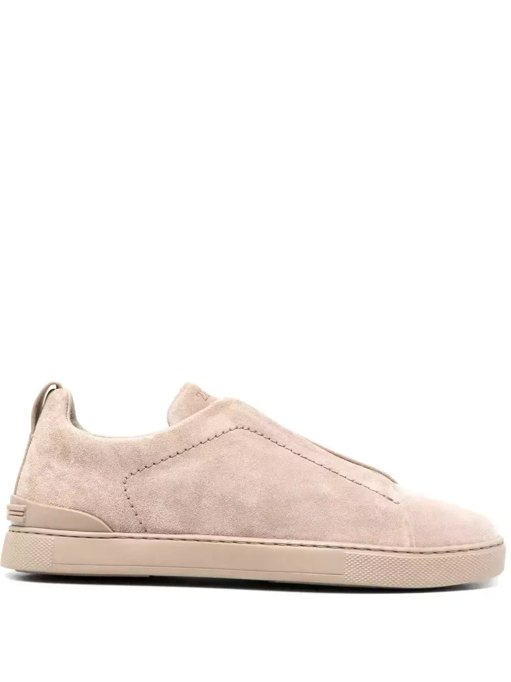 ZGN Triple Stitch Leather Sneakers – Beige