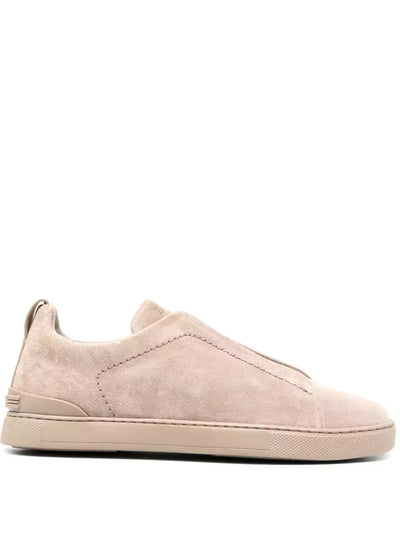 ZGN Triple Stitch Leather Sneakers – Beige