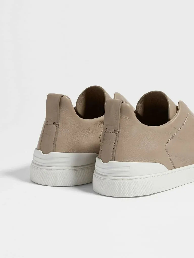 ZGN Triple Stitch Leather Sneakers – Taupe
