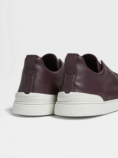 ZGN Triple Stitch Leather Sneakers – Burgundy