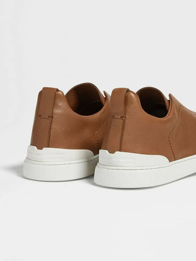 ZGN Triple Stitch Leather Sneakers – Tan
