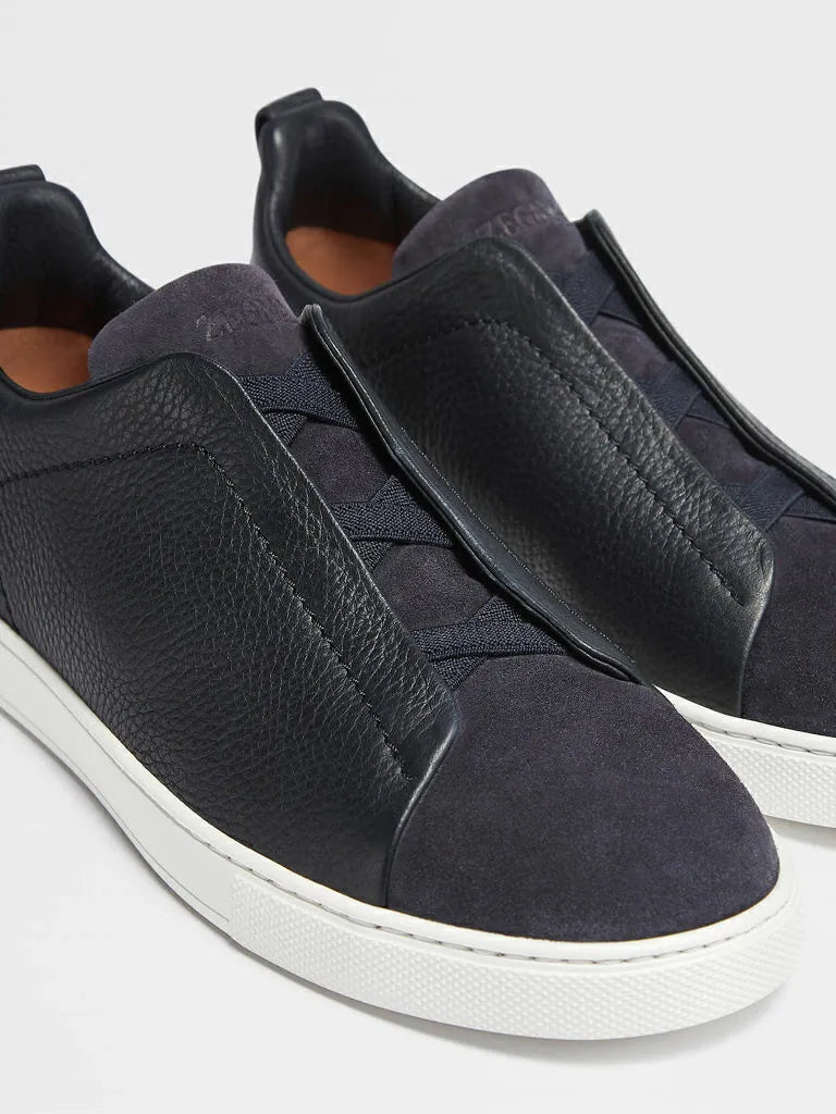 ZGN Triple Stitch Black Leather/Suede Sneakers
