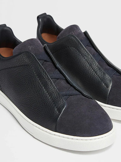 ZGN Triple Stitch Black Leather/Suede Sneakers
