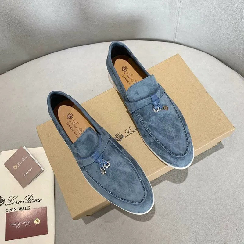 LRP Summer Walk Loafers – Blue Suede (Metal Detail)