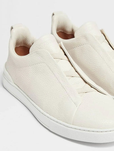 ZGN Triple Stitch Grained Leather Sneakers – Off-White