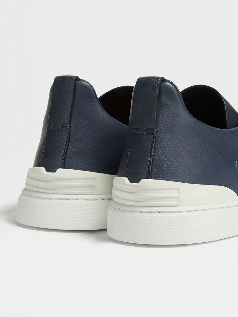 ZGN Triple Stitch Leather Sneakers – Navy