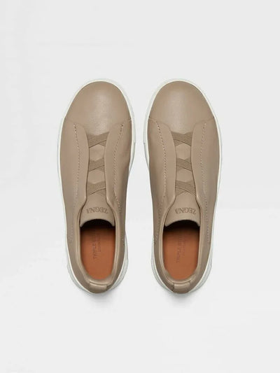 ZGN Triple Stitch Leather Sneakers – Taupe