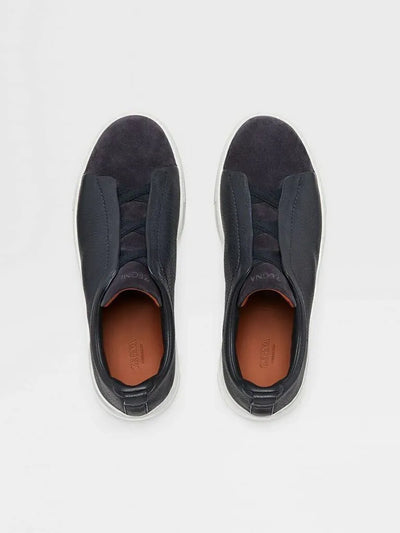 ZGN Triple Stitch Black Leather/Suede Sneakers