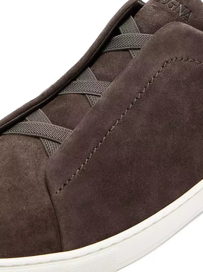 ZGN Triple Stitch Suede Sneakers – Dark Brown