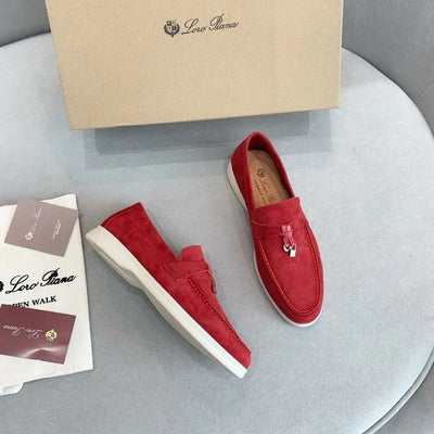 LRP Summer Walk Loafers – Red Suede (Metal Detail)