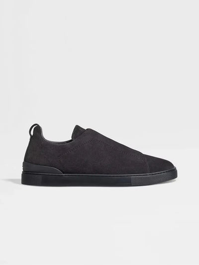 ZGN Triple Stitch Black Suede Sneakers