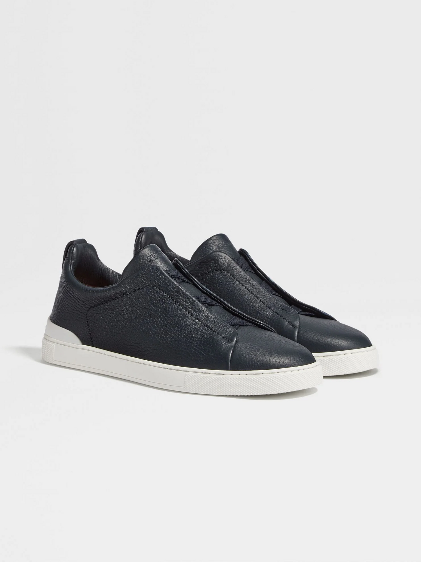 ZGN Triple Stitch Navy Blue Leather Sneakers