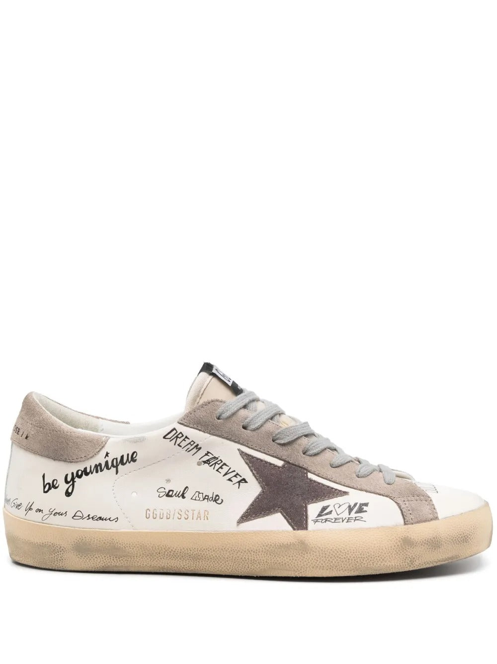 GGS Super-Star Leather Sneakers – Text Print White/Beige