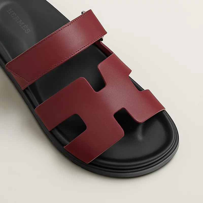 HMS Chypre Leather Sandal – Burgundy