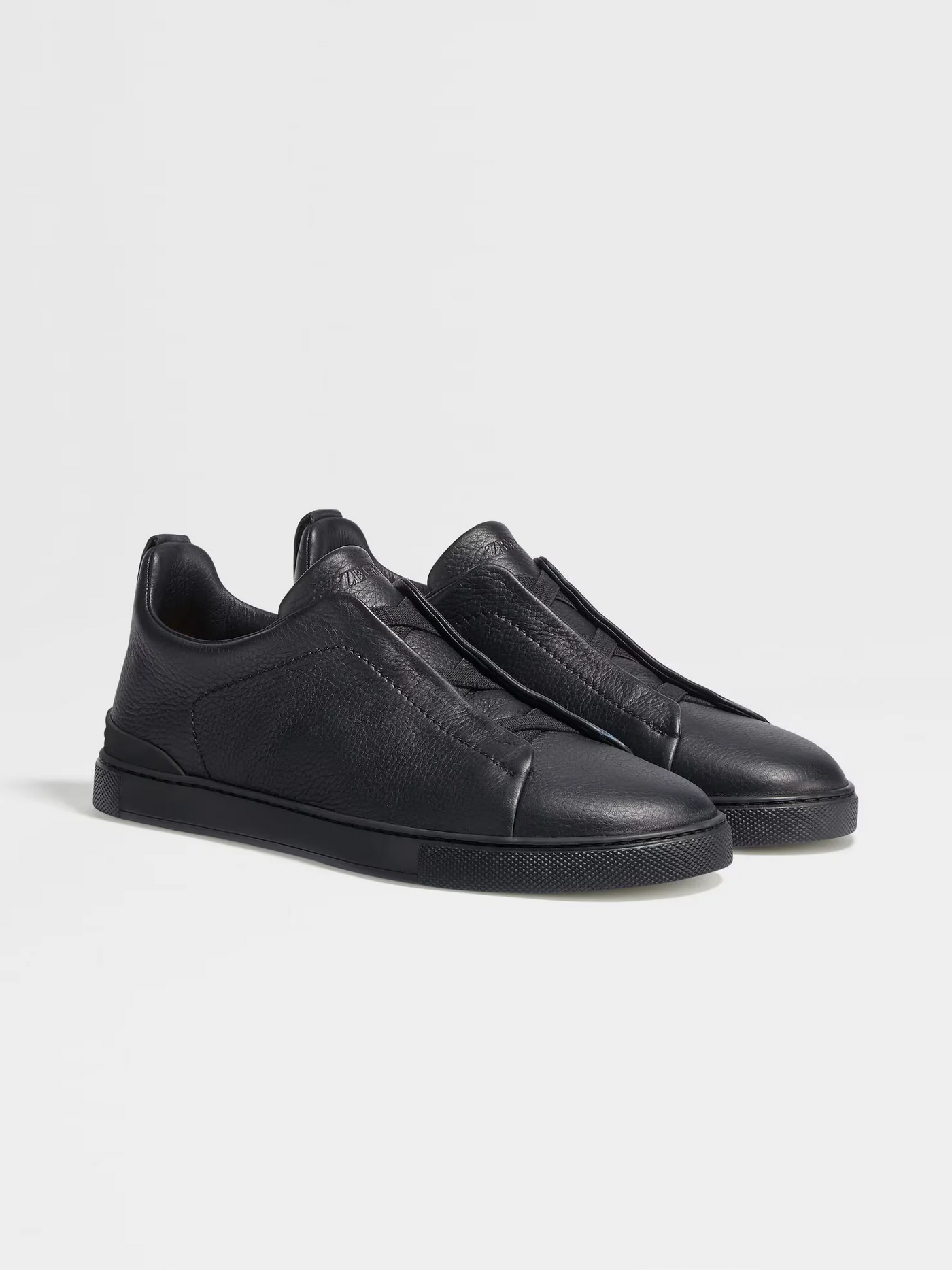 ZGN Triple Stitch Black Leather Sneakers