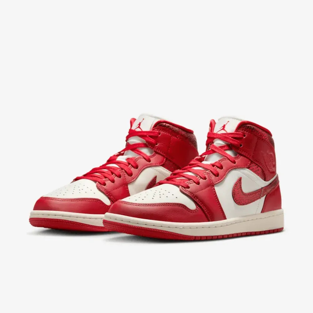 AJ 1 Mid SE Red Cracked Leather