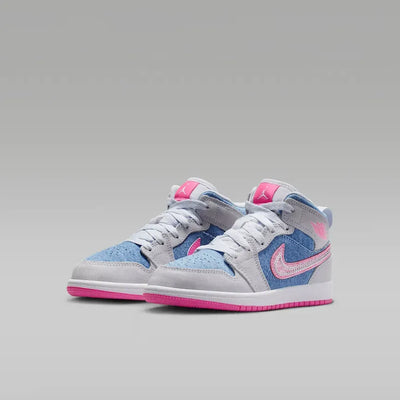 AJ 1 Mid SE GS Cobalt Bliss White Pink Glow