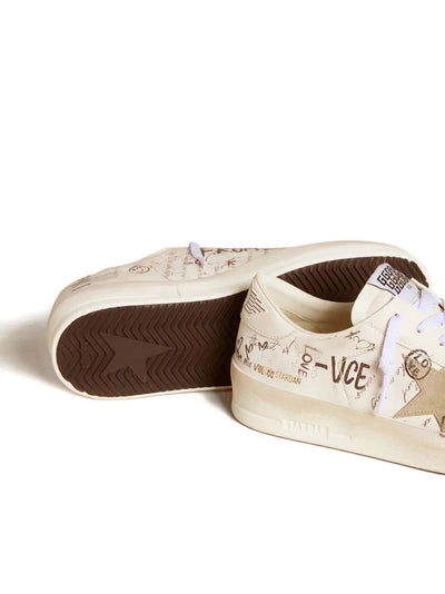 GGS Stardan Sneakers – White/Beige Graffiti Print