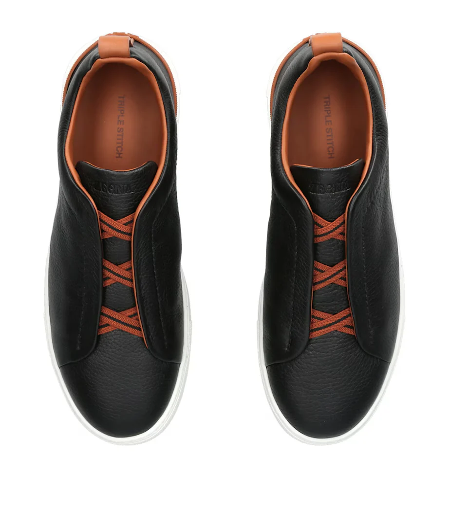 ZGN Triple Stitch Leather Sneakers Black