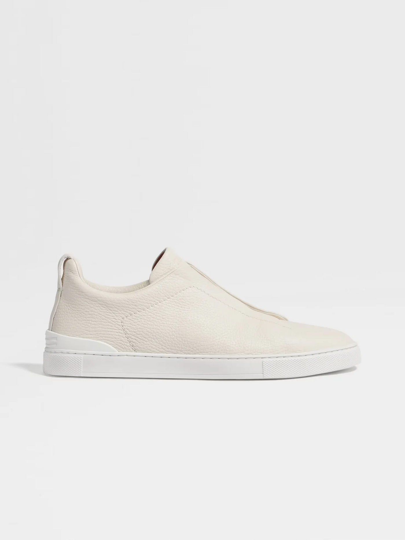 ZGN Triple Stitch White Leather Sneakers