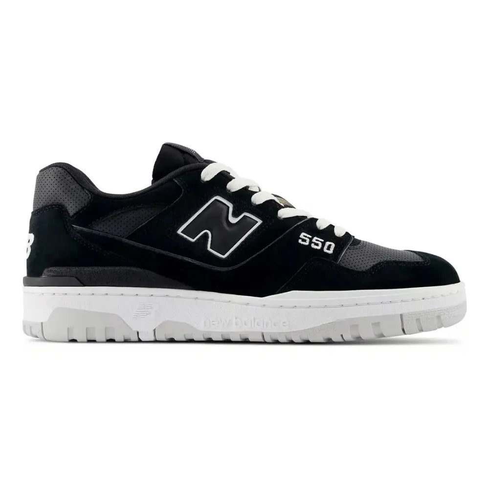 NB 550 Suede Perforated Leather – Black/White