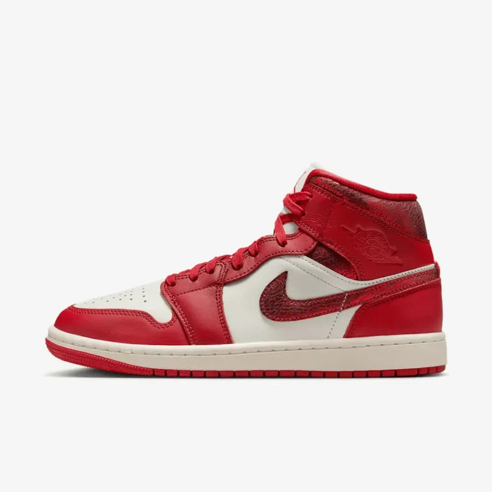 AJ 1 Mid SE Red Cracked Leather