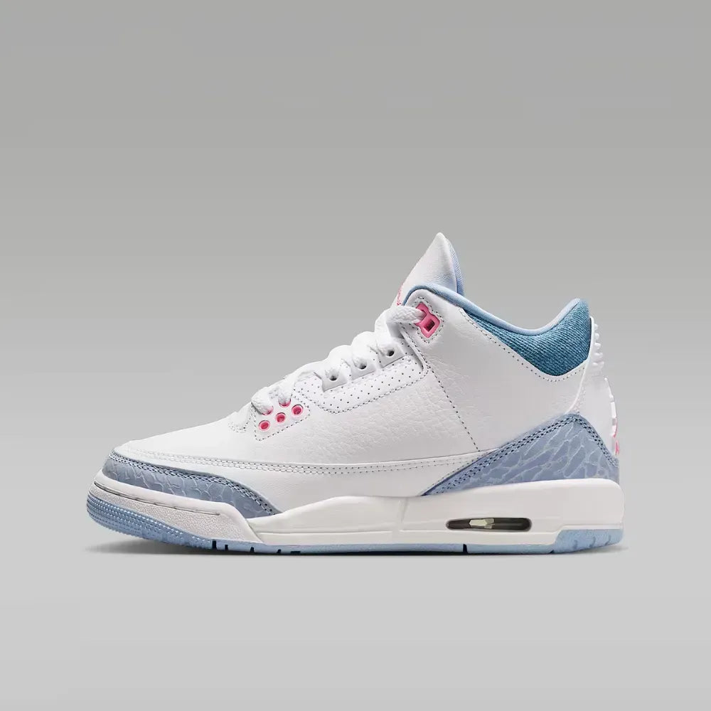 AJ 3 GS White Cobalt Bliss Football Grey Pink Glow