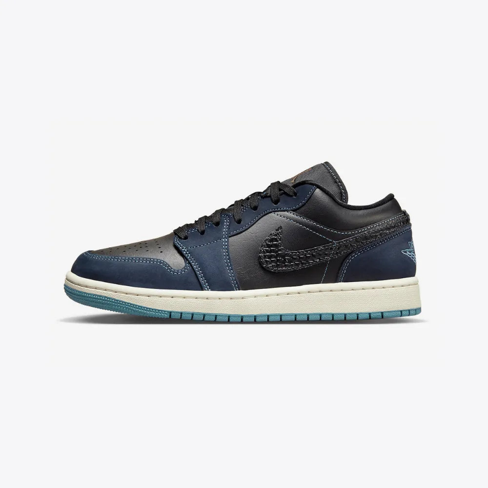 AJ 1 Low - Black Dark Obsidian Snakeskin