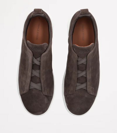 Dark Grey ZGN Triple Stitch Suede Sneakers