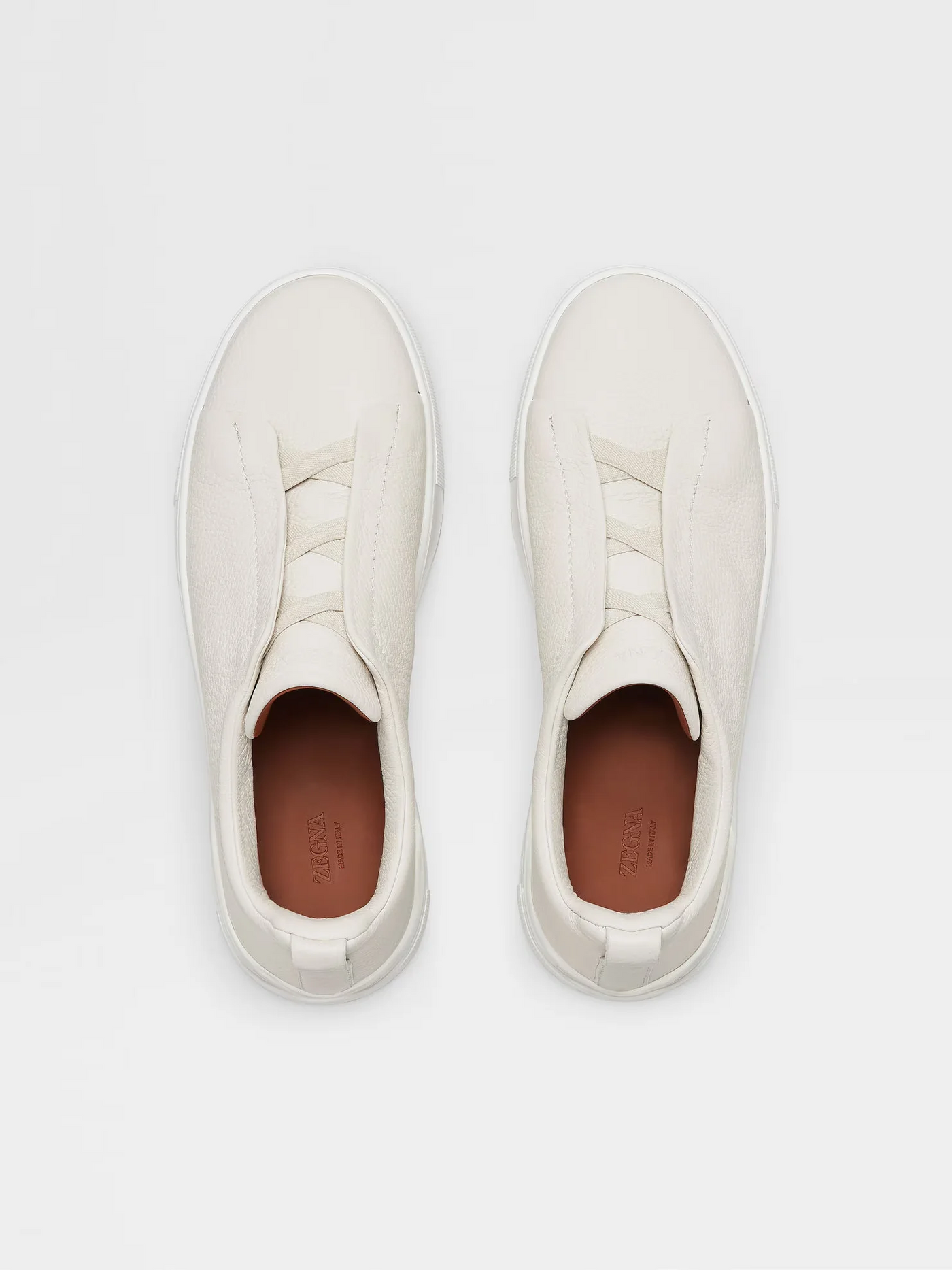 ZGN Triple Stitch White Leather Sneakers