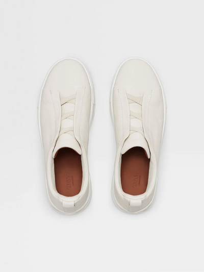 ZGN Triple Stitch White Leather Sneakers