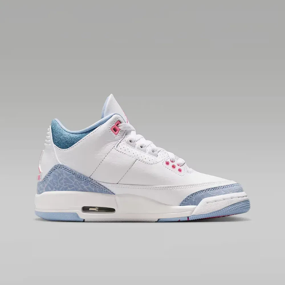 AJ 3 GS White Cobalt Bliss Football Grey Pink Glow