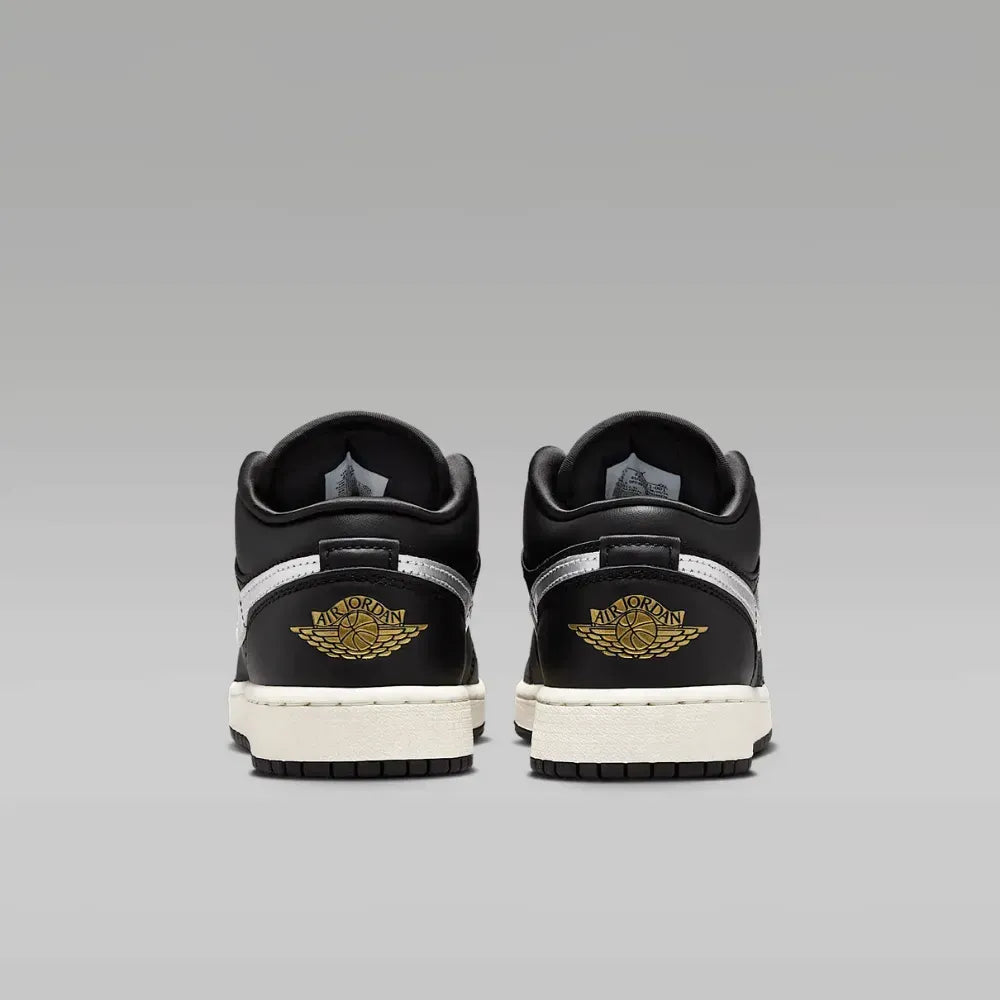 AJ 1 Low SE GS Black Sail Metallic Gold Silver