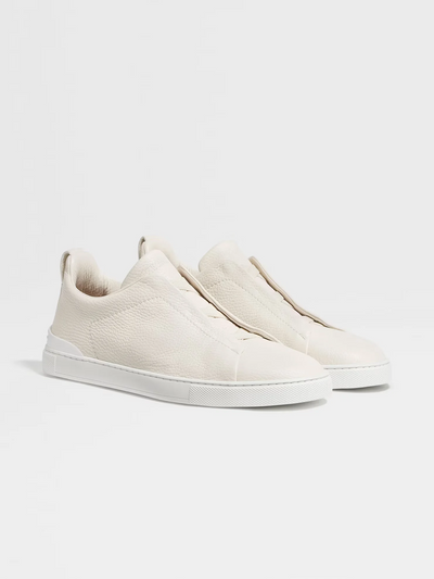 ZGN Triple Stitch White Leather Sneakers