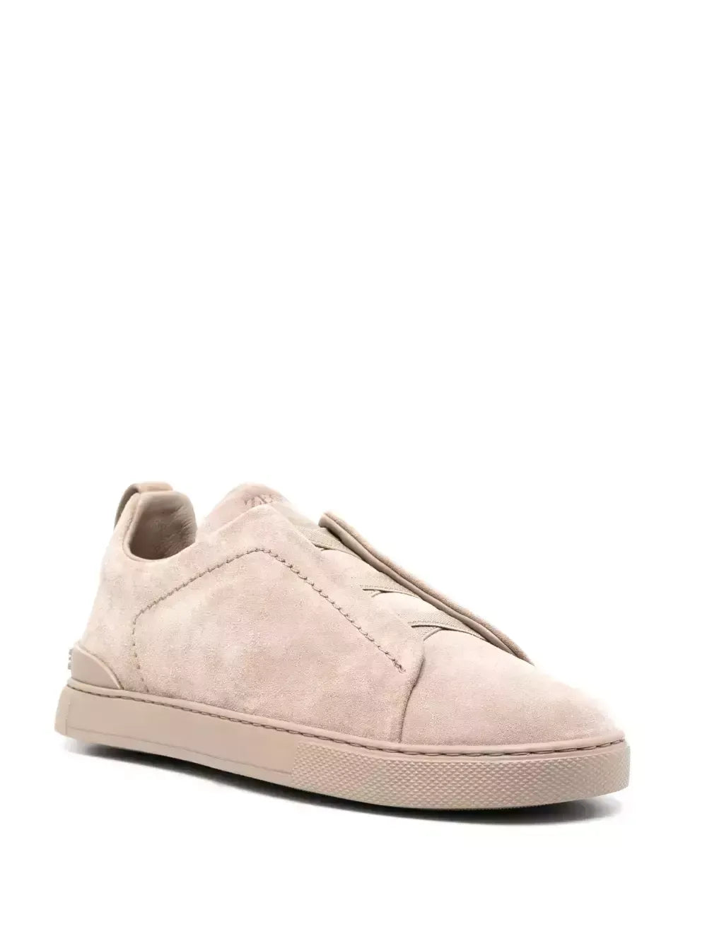 ZGN Triple Stitch Leather Sneakers – Beige