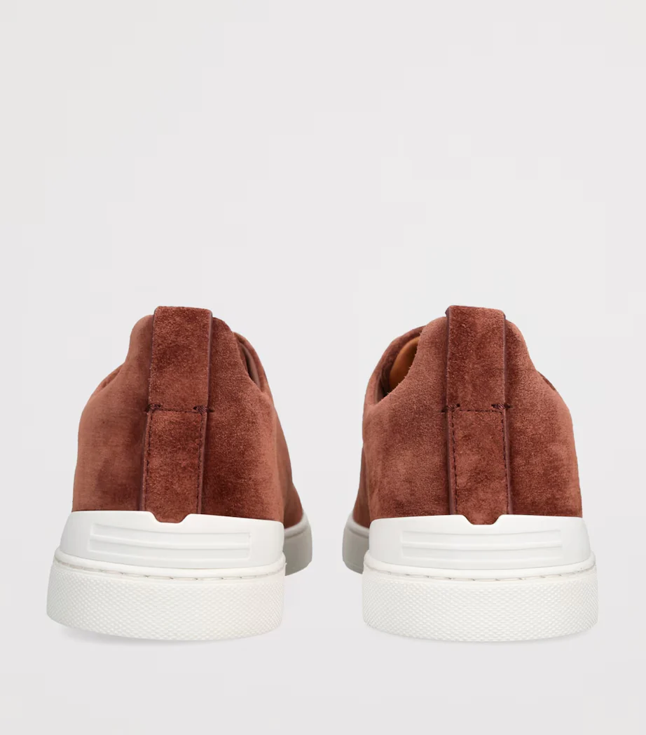 ZGN Triple Stitch Rust Brown Suede Sneakers