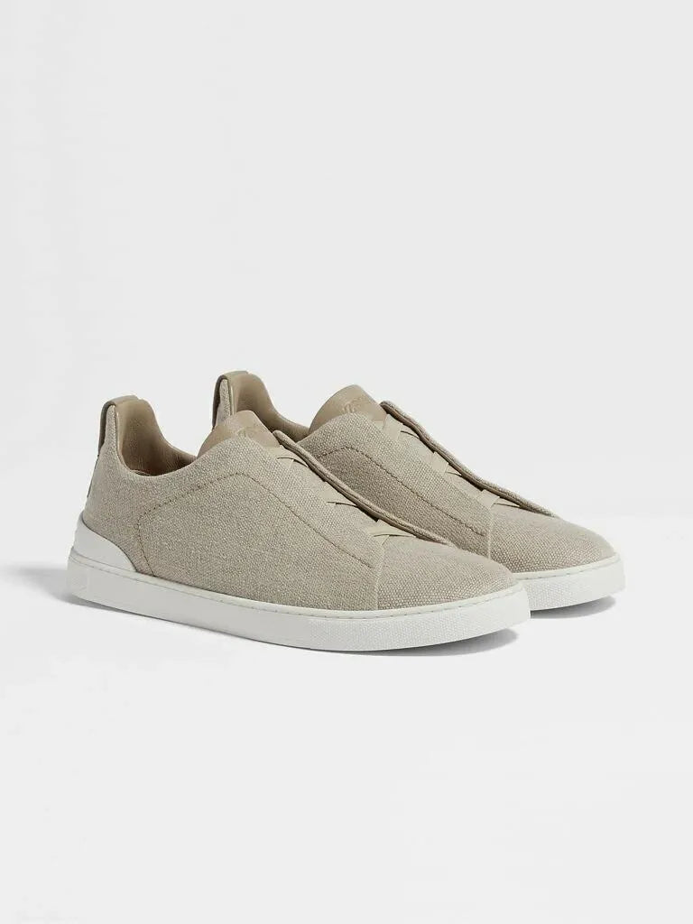 ZGN Triple Stitch Canvas Sneakers – Sand