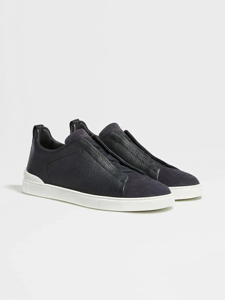 ZGN Triple Stitch Black Leather/Suede Sneakers