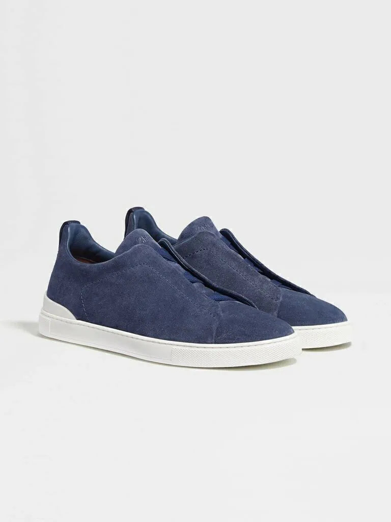 ZGN Triple Stitch Navy Suede Sneakers